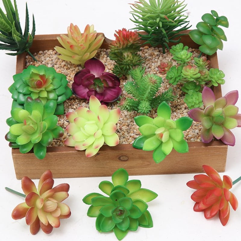 Mini Artificial Succulents Plant Miniature Fake Cactus Home Garden Floral Decor 