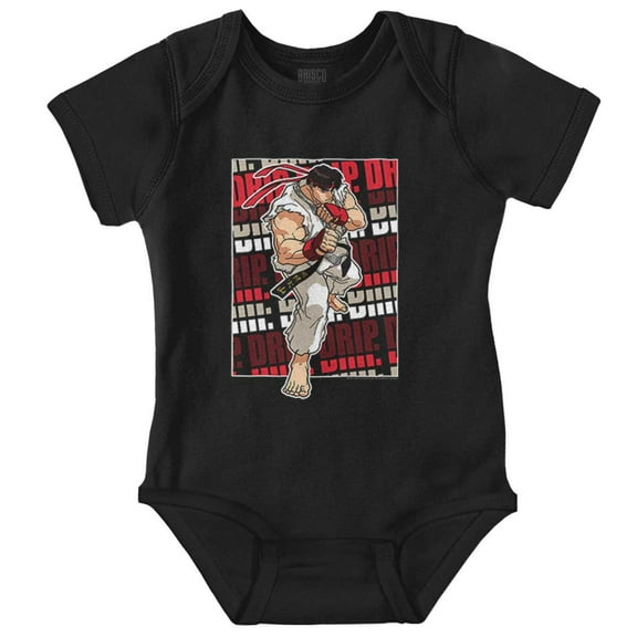 Street Fighter Ryu Video Game Drip Romper Boys or Girls Infant Baby Brisco Brands NB