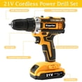 thumbnail image 4 of Kisportee Cordless Drill, 21V Power Drill Set with 2x2.0Ah Battery, 3/8"Keyless 25+1 Position Electric Drill & 2-Speed Transmission For Screwdriving  and Drilling, Yellow, 4 of 11
