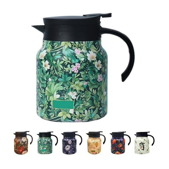 Vintage Floral Pattern Tea Thermos, 2025 New Thermos Tea Pot Tea-Built-In Infuser, 35 Oz Stainless Steel Floral Pattern Tea Pot, Tea Thermos with Infuser Long Time Insulation (#A)