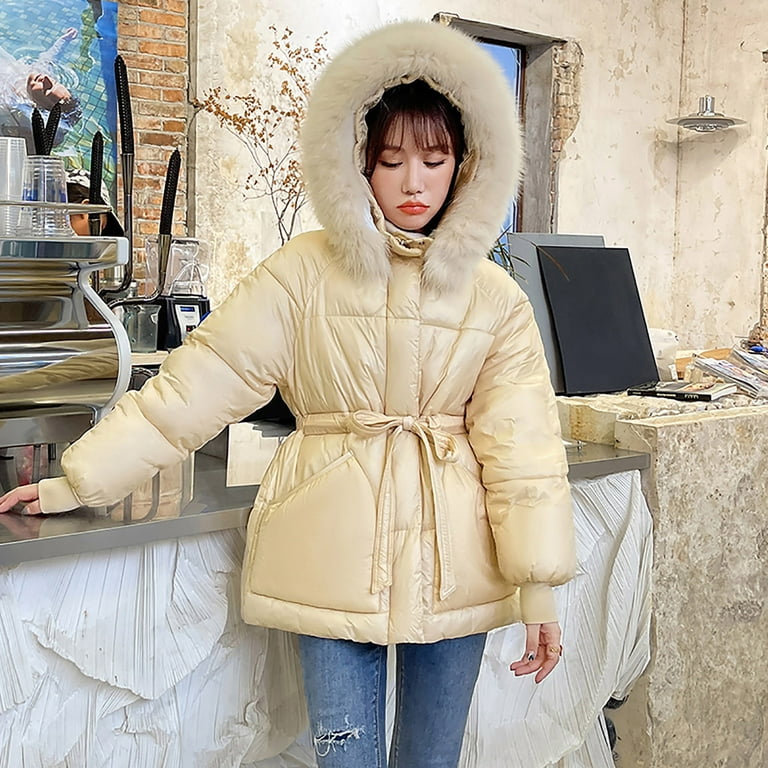 Babysbule Winter Jackets for Women Clearance Women's Winter Thickening And  Velvet Keeping Warm Casual Coat With Hat