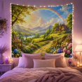 thumbnail image 2 of Cottage on Stone Path with Rainbow and Lake, Whimsical Fantasy for Fantasy Decor Lovers, Nature Wall Art, Birthday Gift, Tapestry Wall Hanging for Living Room and Bedroom, 2 of 7