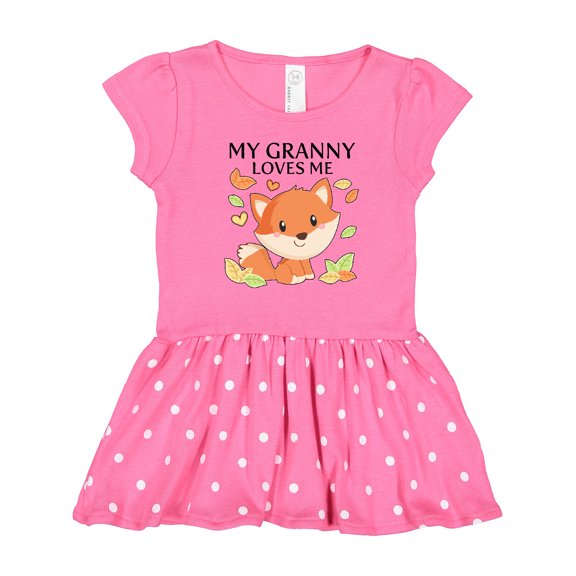 Inktastic My Granny Loves Me- little fox Girls Toddler Dress