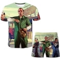 thumbnail image 1 of Juego de verano para niños GTA 5, ropa deportiva para bebés, niñas y niños, camisetas, conjunto de 2 piezas, ropa para niños de 1 a 14 años, 4T Gao Jinjia LED, 1 of 2