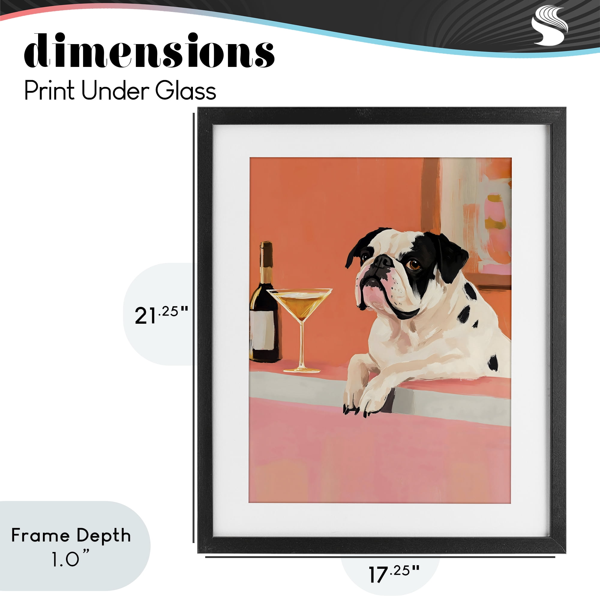Stupell Industries Bulldog at Martini Lounge Black Framed Print Under Glass, design by The Prints Vibe