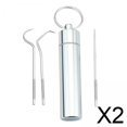 thumbnail image 1 of Palillos de dientes portátiles,Kit de palillos de dientes de acero inoxidable 304 Uso de hilo dental,Colgante de palillo de dientes de metal Selección de hilo dental de tubo, 1 of 8