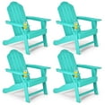 thumbnail image 1 of Costway 4PCS Patio Adirondack Chair Weather Resistant Garden Deck W/Cup Holder Turquoise, 1 of 7