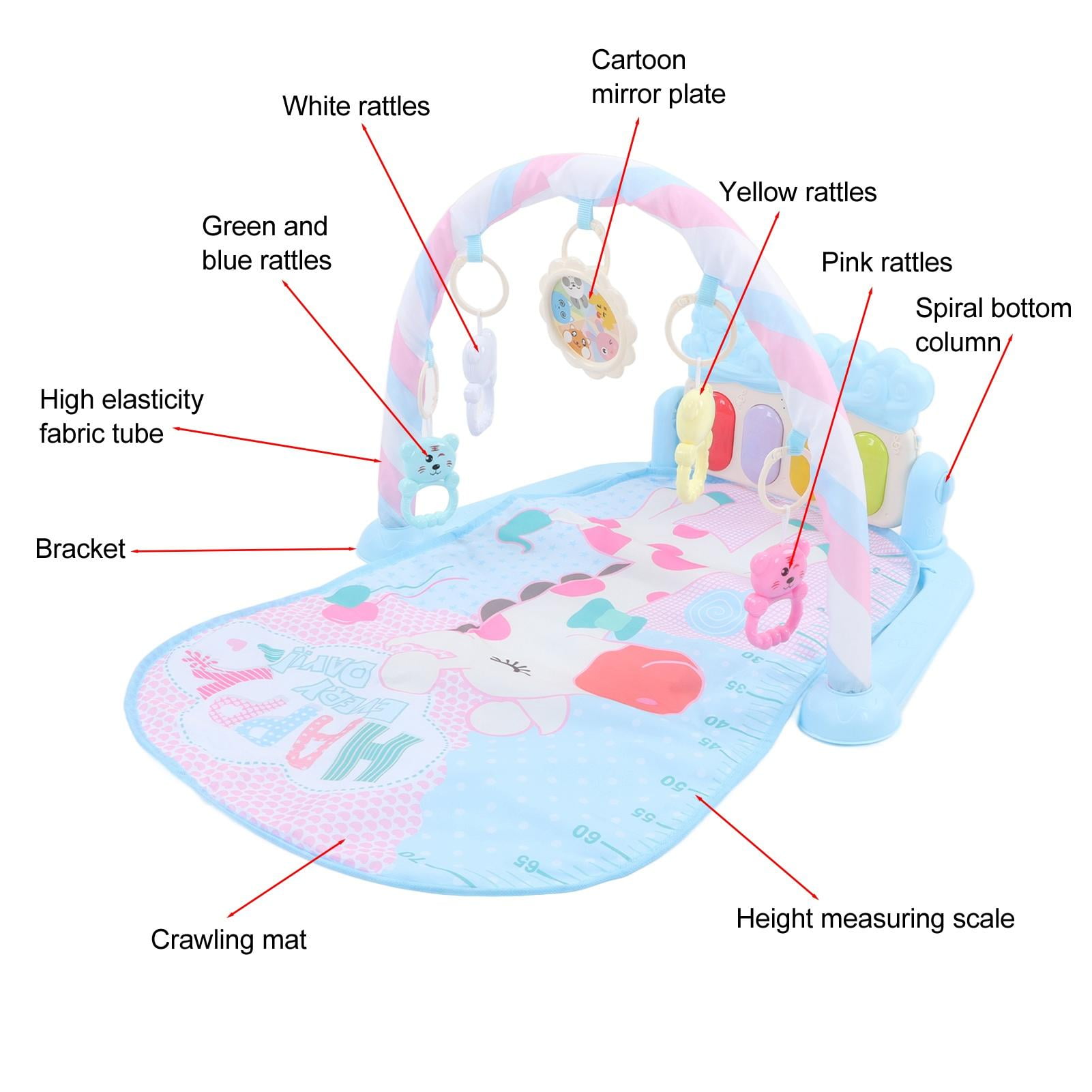 LAZIOEGR Baby Kick Play Piano Mat (29.5" x 24.8" x 17.7") - Soft, Vibrant, Music & Light Learning Toy for Infant & Toddler Development