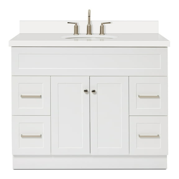 Ariel Hamlet 43 In. Oval Sink Vanity With White Quartz Countertop In White