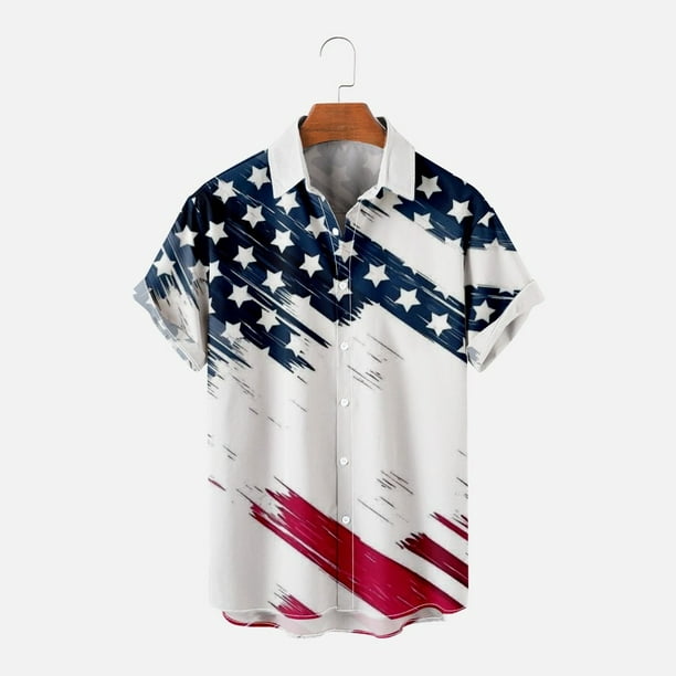 Men's Independence Day Shirts 4th of July American Flag Shirts Short ...
