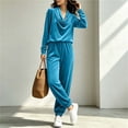 thumbnail image 7 of BRELIL Women's Two Piece Outfits Long Sleeve Pullover Tops Elastic Waisted Wide Leg Pants Casual Lounge Sets Solid Boho Vacation Travel Tracksuit Loungewear, Sky Blue S, 7 of 7