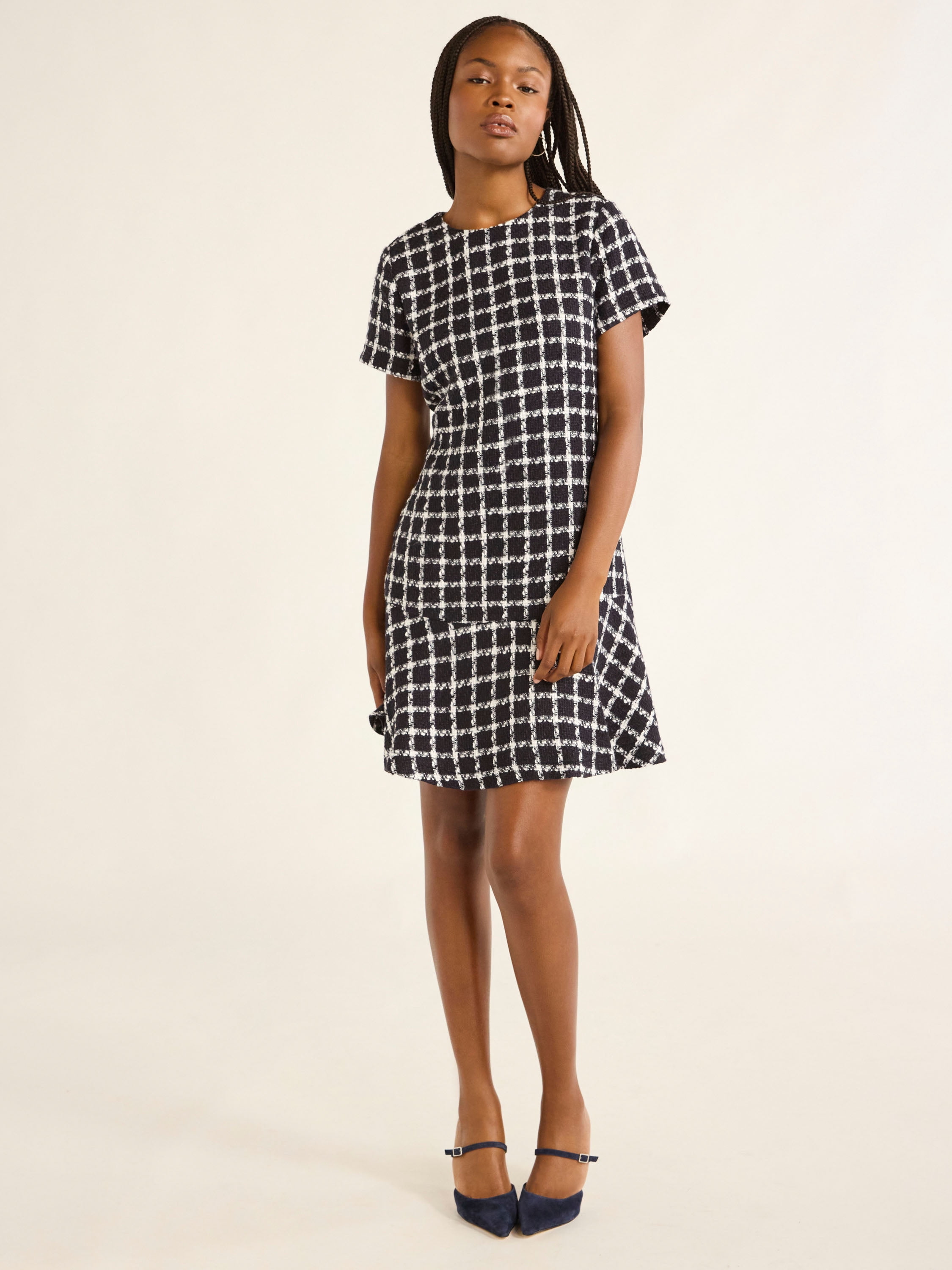 Free Assembly Women’s Tweed Dress with Short Sleeves, Sizes 0-20