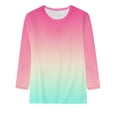 thumbnail image 3 of New Womens Summer Tops 2024 Long Sleeve Fashion Round-Neck 3/4 Sleeve Print Casual Outing Blouses Tops Plus Size Shirt for Women, 3 of 3