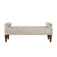 thumbnail image 2 of Bedroom Window Bench In Champagne Velvet - Buttons And Solid Wooden Base Upholstered Wood Frame, 2 of 3
