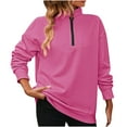 thumbnail image 2 of HUPOM Sweatshirt Women Round Neckline Zipper Cocktail & Party Hoodie Blazer Walking Hot Pink 2XL, 2 of 5
