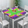 thumbnail image 3 of Colorful Tie Dye Star Flower Pattern Square Fitted Tablecloth with Elastic Edge,Square Table Cover,Washable Elastic Table Cover for Home Kitchen Party Decor 34"x34", 3 of 6