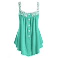 thumbnail image 1 of Tamaño más apliques de dos botones Tone Tank Top Rosegal Tankinis, 1 of 4