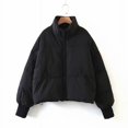 thumbnail image 1 of Chaqueta de algodón cálida y sencilla con cuello alto, informal, urbana y versátil para mujer, 1 of 6