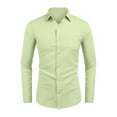 thumbnail image 4 of Knosfe Men's Casual Button Down Shirts Long Sleeve Untucked Shirts Regular Fit Linen Shirt Green M, 4 of 4