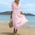 thumbnail image 6 of Omexry Spring Summer Dresses for Women Women's Summer Casual Dress Gradual Sleeveless Neck V-Neck Long Dress Pink S, 6 of 8