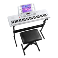 thumbnail image 3 of Tcbosik 61 Key Keyboard with Stand, Bench and Music Rest, Piano Beginner Set with Built-In Speakers, Headphone, Microphone, Music Rest, LED Screen and 3 Teaching Modes, White, 3 of 8