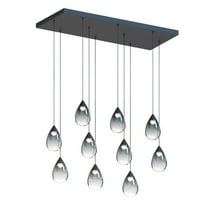 E21566-142BK-ET2 Lighting-Dewdrop - 80W 10 LED Linear Pendant-6.75 Inches Tall and 12.75 Inches Wide-Black Finish-Graduating Smoke Glass Color