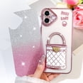 thumbnail image 4 of OOK For iPhone 16 Case Bling Glitter with Screen Protector, Luxury 3D Diamond Handbag Pattern Cosmetic Mirror Camera Protection Phone Case with Hidden Kickstand for Girls Women, Pink, 4 of 6