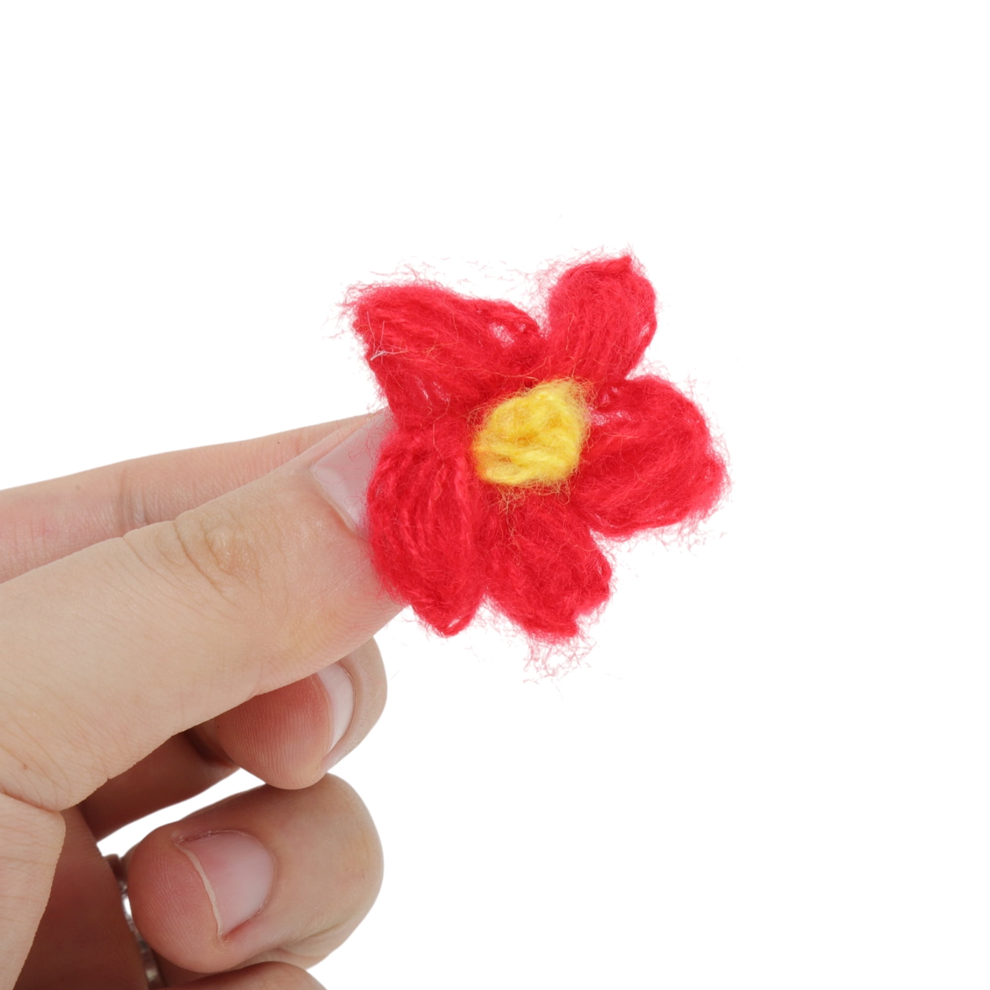 Unique Bargains Wool Yarn Flower Shoelace Charms 1 Pair Red
