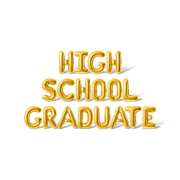 Letter Balloons - HIGH SCHOOL GRADUATE 16" Inch Alphabet Letters Foil Mylar Balloon Graduation Day Party Banner (Gold)