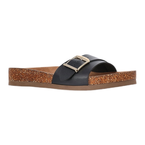 Time and Tru Women's One Buckle Footbed Slide Sandals