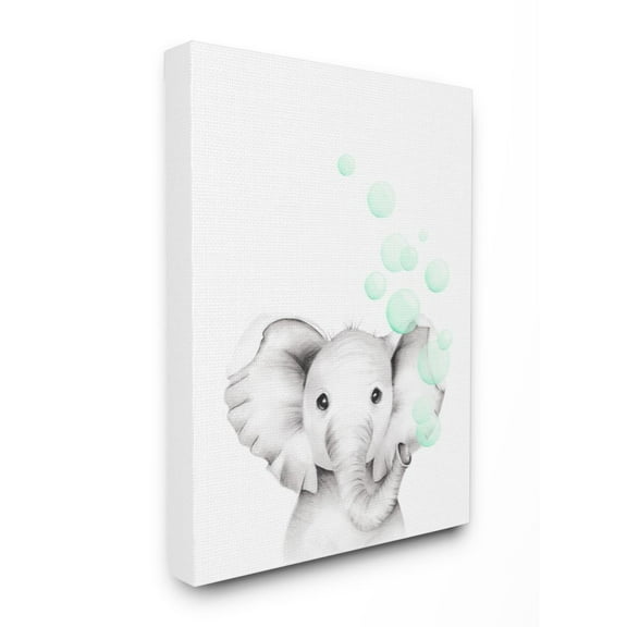 The Kids Room by Stupell Cute Cartoon Baby Elephant Zoo Animal Painting Canvas Wall Art by Studio Q by Studio Q