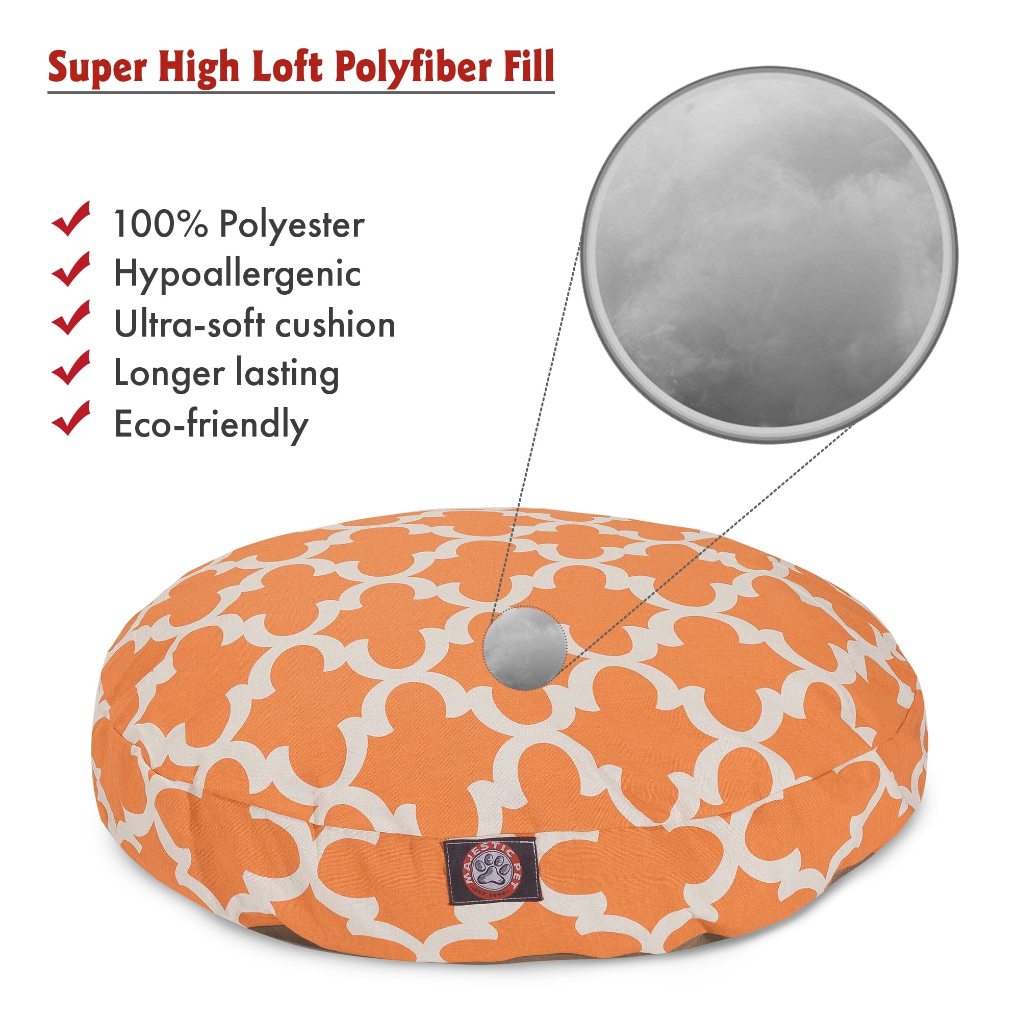 Majestic Pet | Trellis Round Pet Bed For Dogs, Removable Cover, Peach, Medium