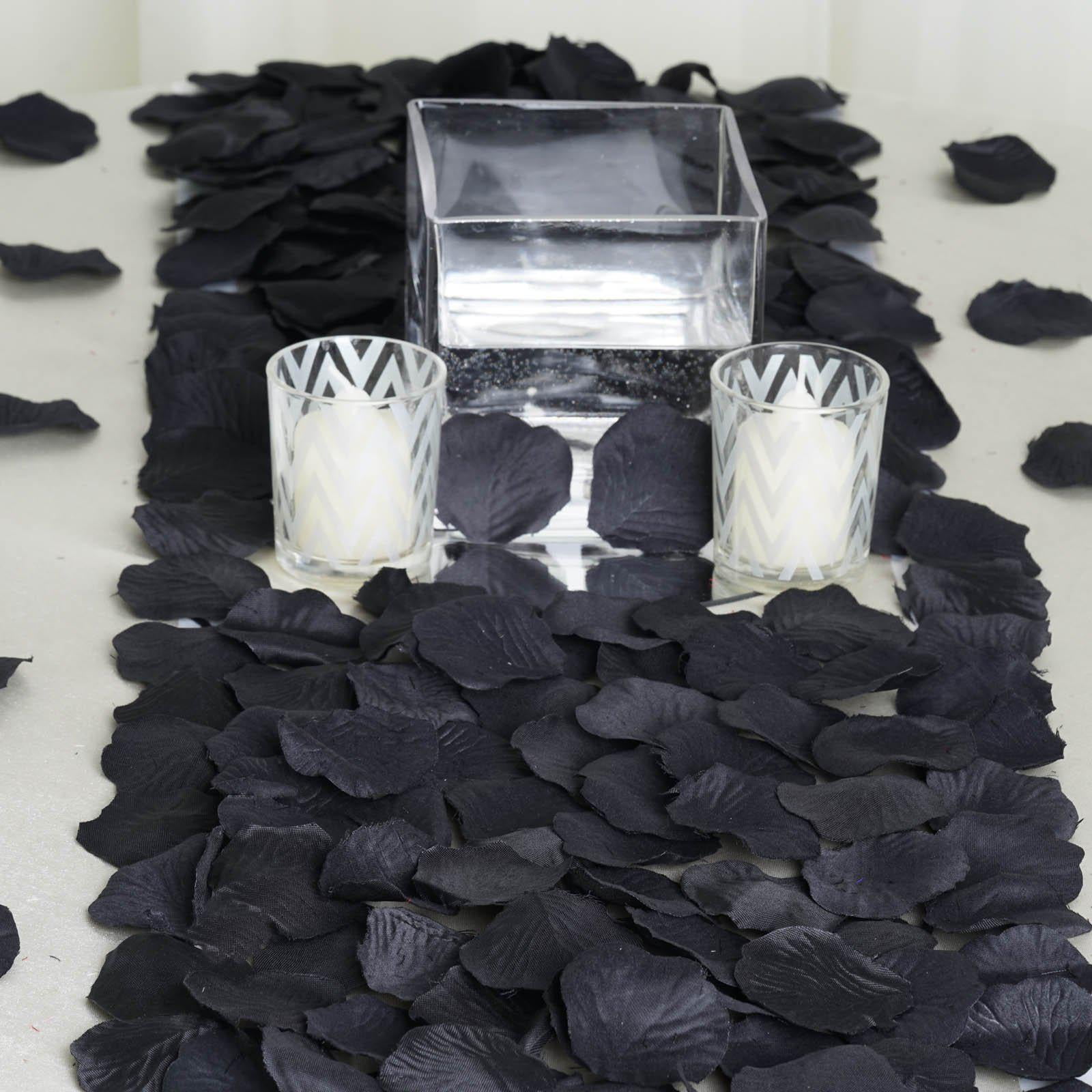 500 Black Silk Rose Petals For Table Confetti