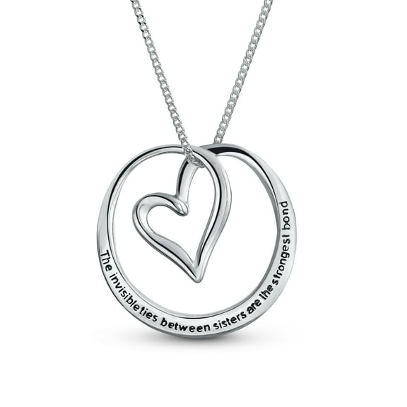 Bling Jewelry Womens Infinity Circle Words Quote Sister Bond Pendant Necklace Sterling Silver