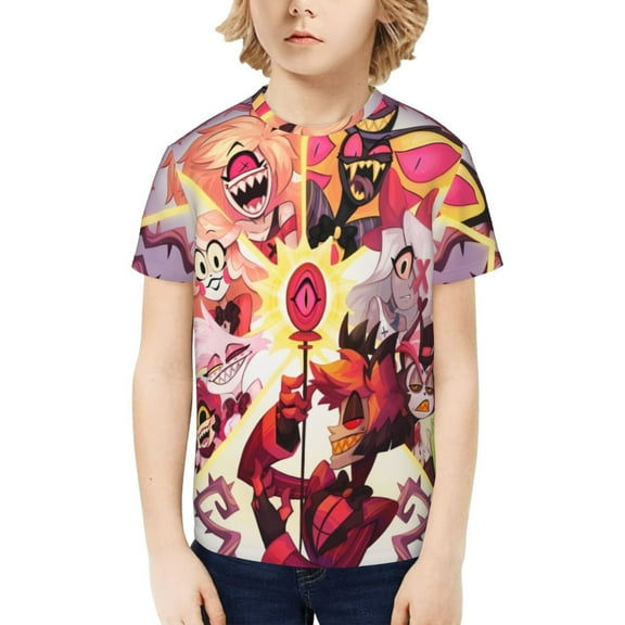Hazbin Hotel Kids T-Shirt 3d Printed Graphic T-Shirts Boys And Girls Short Sleeve Shirts For Youth Kids X-Small