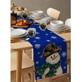 thumbnail image 6 of Ldtrchee Blue Snowman Christmas Table Runner 72 Inches, Xmas Snowflake Funny Rustic Bed Runner Dresser Scarves Tabletop for Indoor Outdoor Parties/Ceremony/Banquet, 14" x 72", 6 of 8