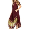 thumbnail image 3 of Sakkas Sara Batik CaftanTank Dress / Cover Up - Chocolate / Green - One Size Regular, 3 of 6