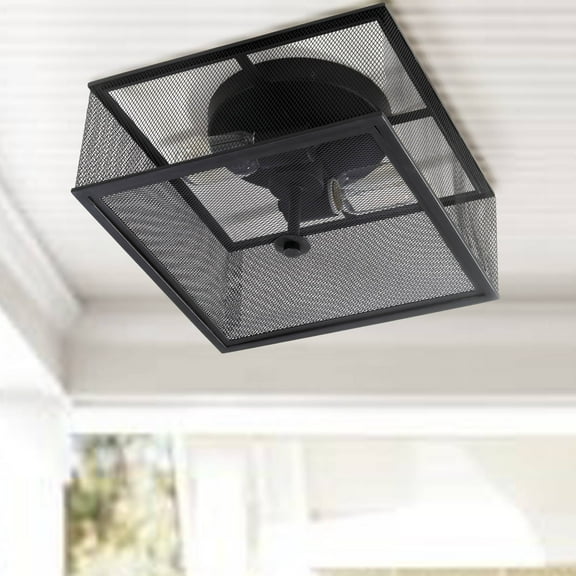 Safavieh Hagan 2-Light Square Flush Mount, Black