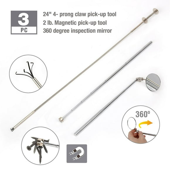 WorkPro 3 Piece Magnetic Pick-Up and Retrieval Tool Set