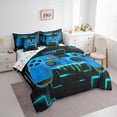 thumbnail image 3 of Castle Fairy Teens Boys Girls Video Game Bedding Comforter Set 7 Pieces,Futuristic Cubes Full Bedding Set Lightweight,Abstract Gamepads Fitted Sheet Flat Sheet,Luxury Bedroom Decor,Reversible, 3 of 8