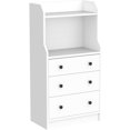 thumbnail image 5 of 3 Drawers Dresser with Shelves, Tall Nightstand with 2 Open Shelves, Modern Chest of Drawers with Anti-Toppling Device, Utility Storage Dresser for Living room, Bedroom, Closet, Entryway (White), 5 of 5