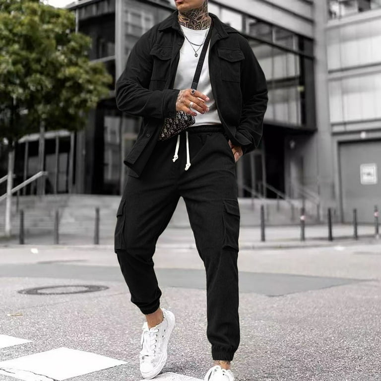 JIKNTTR Men's Piece Tracksuit Set Sportswear Fashion Workwear