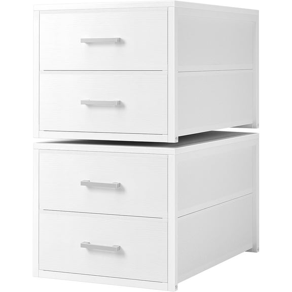 Storage Drawers Narrow Closet Organizers and Storage Fabric White 2 Drawer Dresser for Bedroom 2 Packs Modern