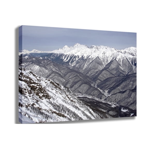 Snowy Mountain Scene Canvas Print