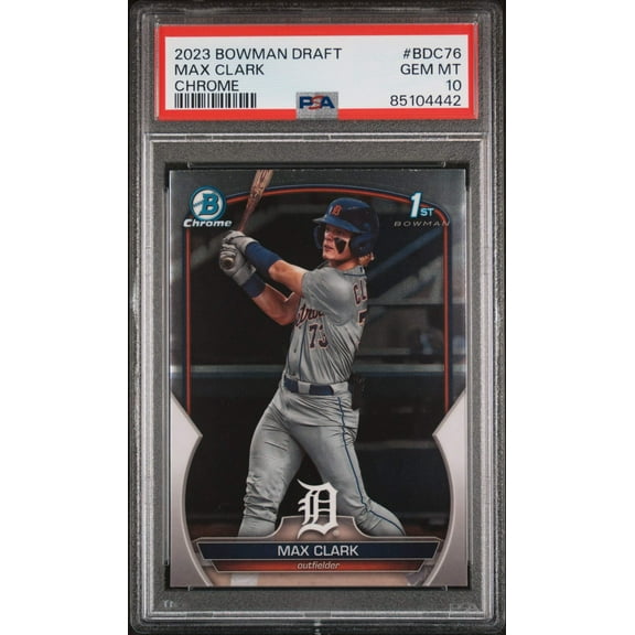Graded 2023 Topps Bowman Draft Max Clark #BDC76 Chrome Rookie RC Baseball Card PSA 10 Gem Mint