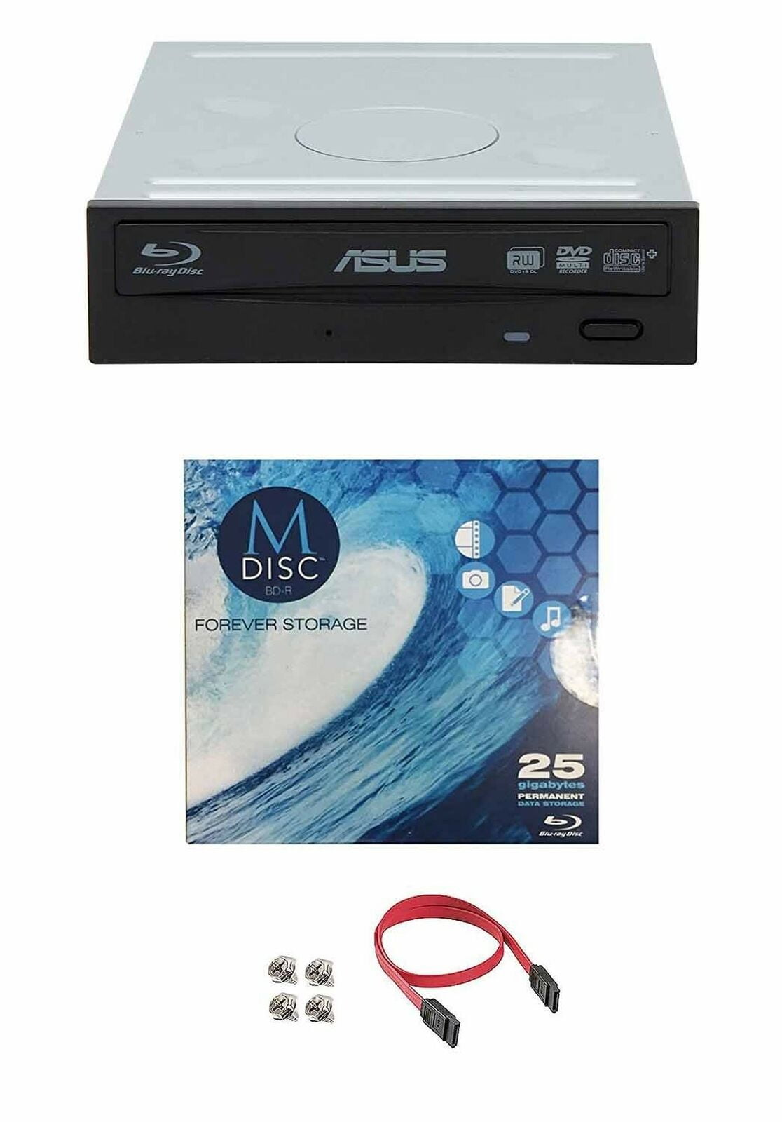 Asus 16x BW16D1HT Internal BluRay Burner Drive Bundle with 1 Pack M