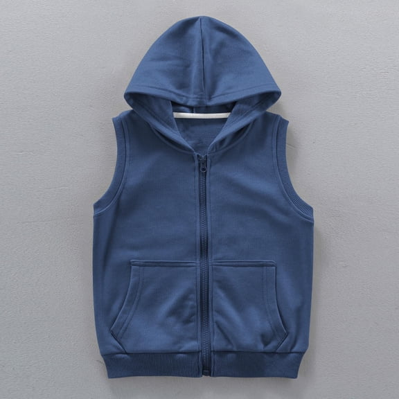 Trikvn Boys Girls Sleeveless Hoodie Zip Up Hooded Vest Sweatshirt Casual Active Outerwear Lightweight Waistcoat with Pockets for Athletic Sports Running