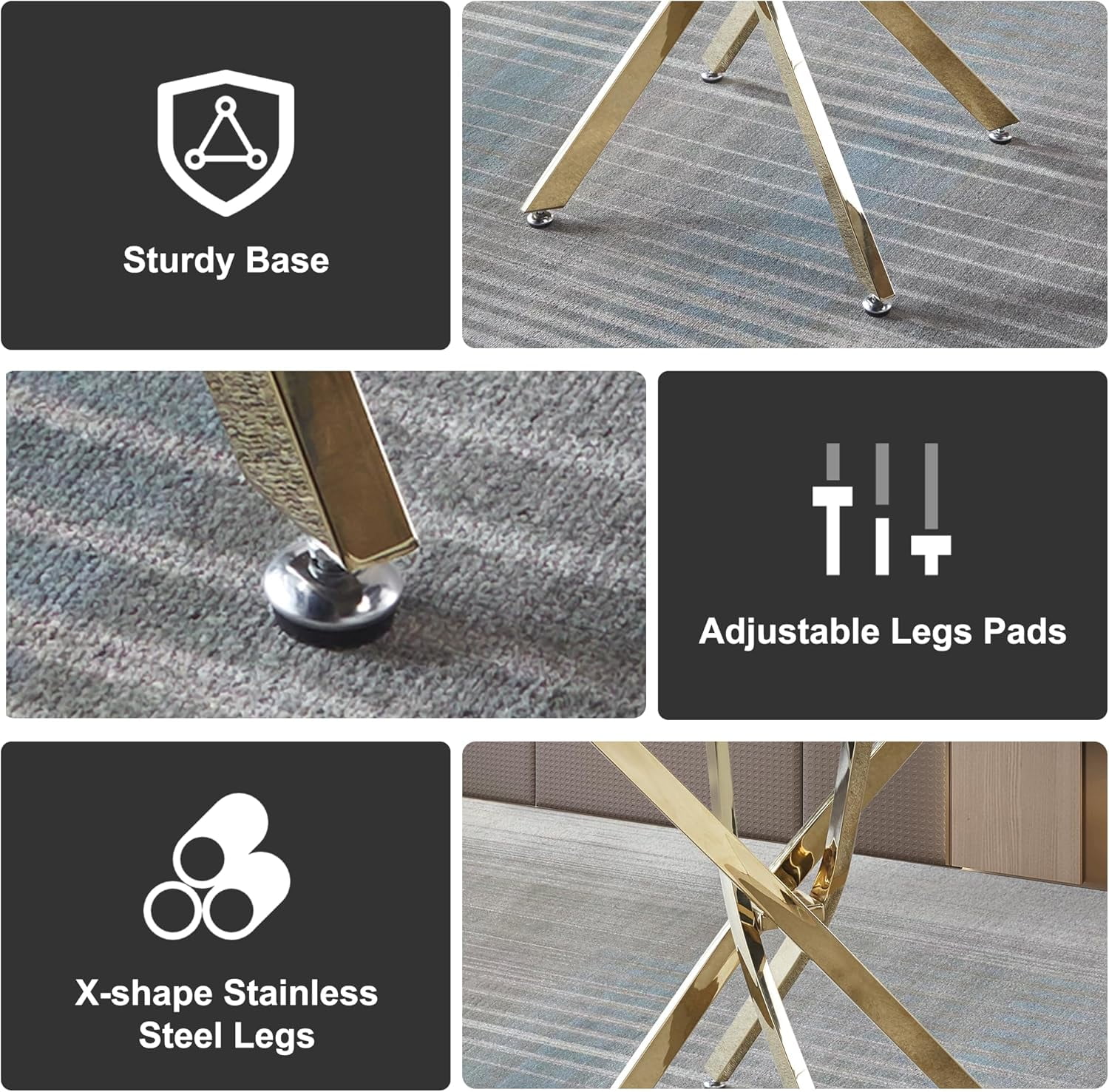 5-Piece 36" Square Glass Dining Set, Clear Tempered Glass Table & 4 Velvet Chairs with Stainless Steel Legs for Kitchen, Meeting Room