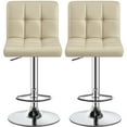 thumbnail image 7 of Topeakmart Modern PU Leather Bar Stools with Tufted Backrest and Footrest, Set of 2, khaki, 7 of 7