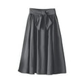thumbnail image 1 of B91xZ Jupe Courte pour Femmes Unie Légère Évasée Midi à Enfiler, Gris A, 1 of 4